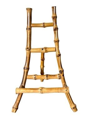 Vintage Genuine Real Scorched Bamboo Table Easel